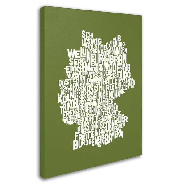 Michael Tompsett 'OLIVE-Germany Regions Map' Canvas Art,16x24